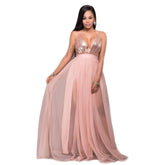 Saylor Formal Double Charming Slit Tulle Dress InsStreet